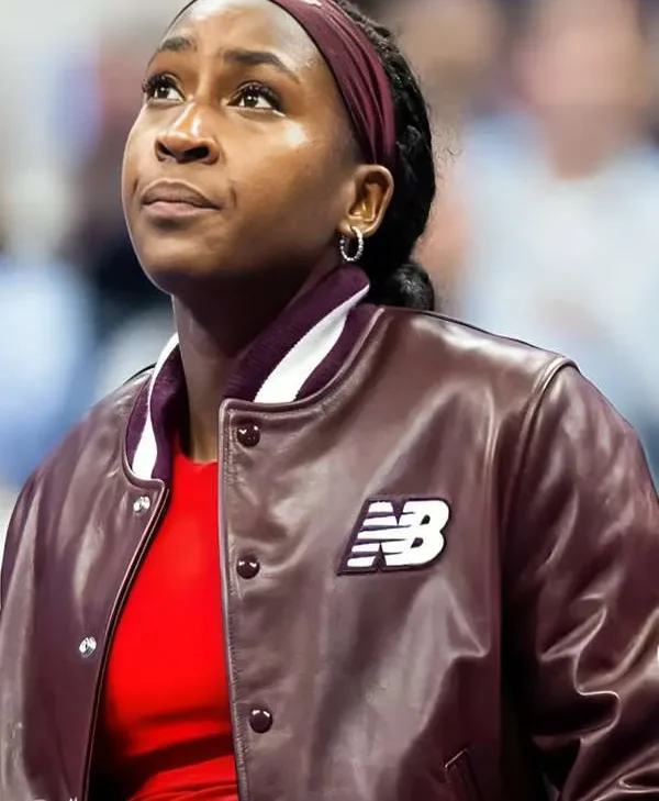Get US Open 2025 Coco Gauff Leather Varsity Jacket