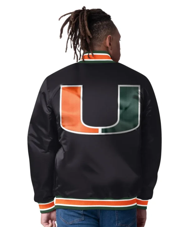 Get black miami hurricanes starter jacket