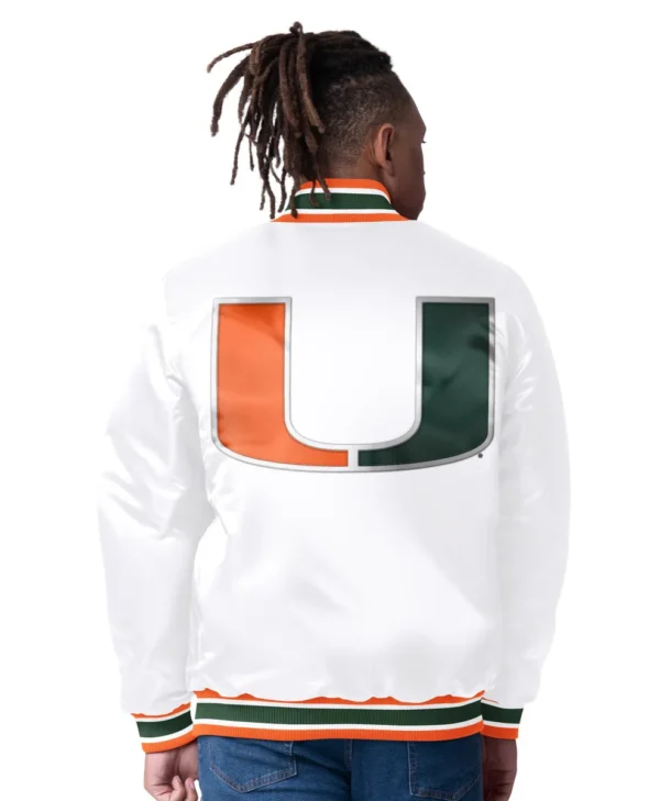Get white miami hurricanes starter jacket