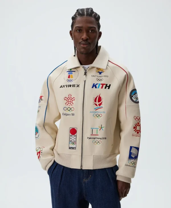 Kith & AVIREX for Olympics Heritage Leather Bomber Jacket front