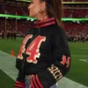 Kristin Juszczyk 44 Black Puffer Jacket side pose