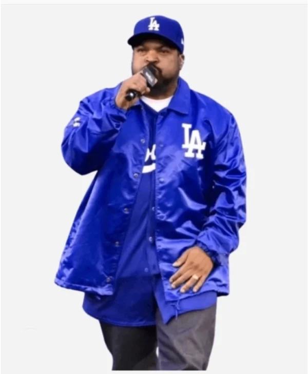 LA Baseball Dodgers Blue Satin Jacket