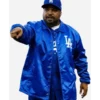 LA Baseball Dodgers Blue Satin Jacket front