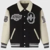 LA OVO Kings Black and Beige Varsity Jacket
