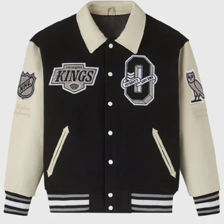LA OVO Kings Black and Beige Varsity Jacket