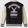 LA OVO Kings Black and Beige Varsity Jacket back