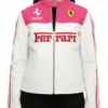 Ladies Ferrari Pink Leather Racing Jacket