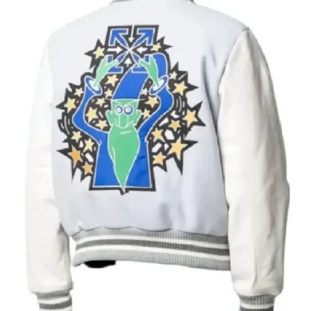 Lil Durk Off White Varsity Jacket back