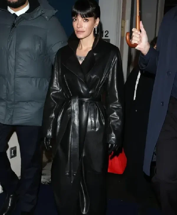 Lily Allen Paris Fashion Week Black Trench Coat