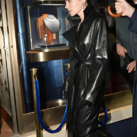 Lily Allen Paris Fashion Week Black Trench Coat front