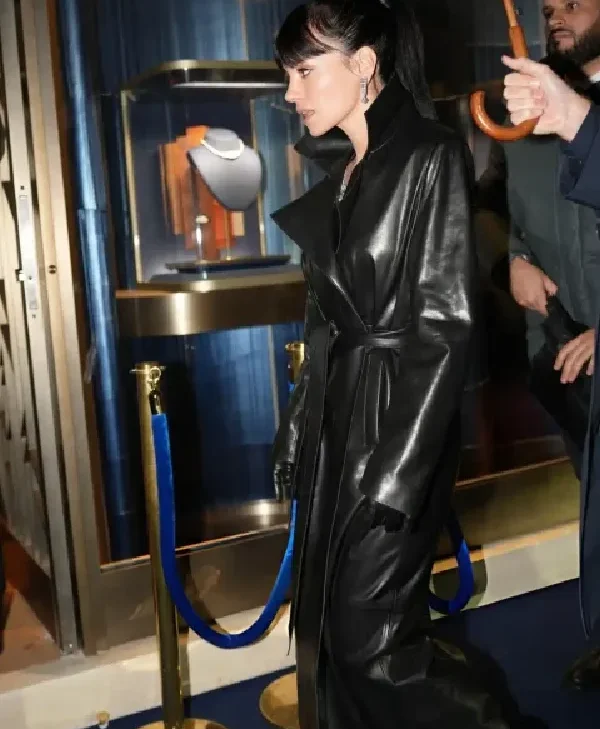 Lily Allen Paris Fashion Week Black Trench Coat front