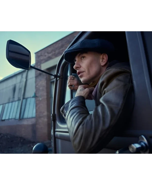 Man Barry Keoghan Peaky Blinders Immortal Leather Jacket close