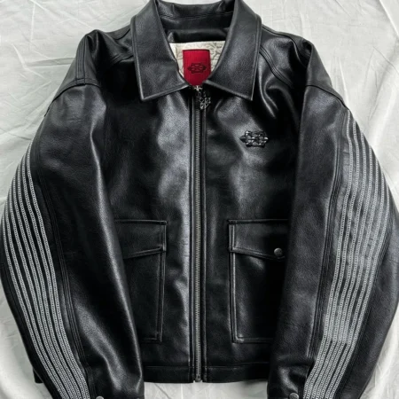 Mens Silens Black Leather Hand Stitch Jacket