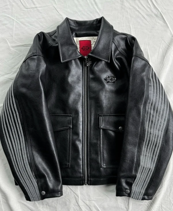 Mens Silens Black Leather Hand Stitch Jacket