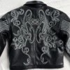 Mens Silens Black Leather Hand Stitch Jacket back style