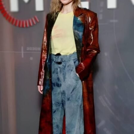 Mercy London Photocall Rebecca Ferguson Leather Coat