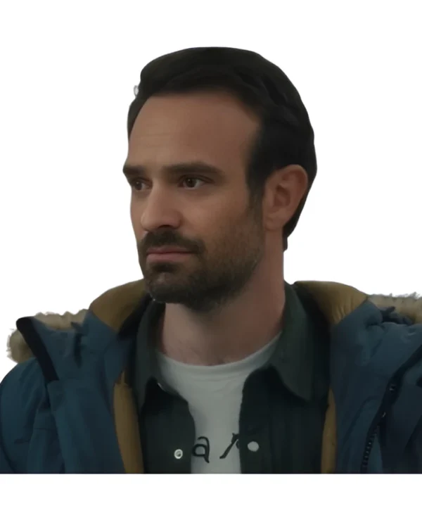 Merv Charlie Cox Blue Parka Jacket front