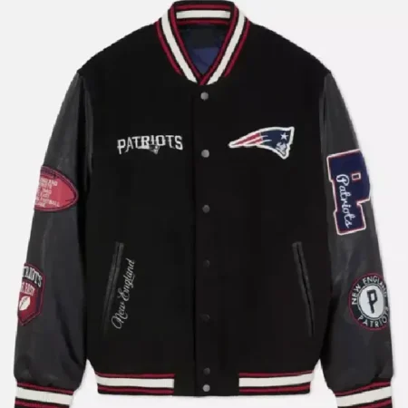NFL New England Patriots Black Varsity Jacket
