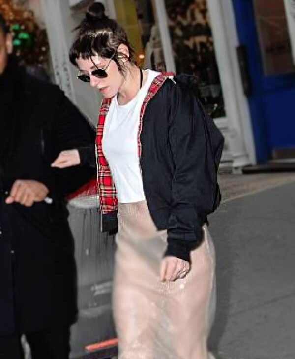 NYC Kristen Stewart Black Bomber Jacket front