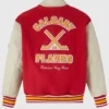 OVO Calgary Flames Wool Leather Varsity Jacket back