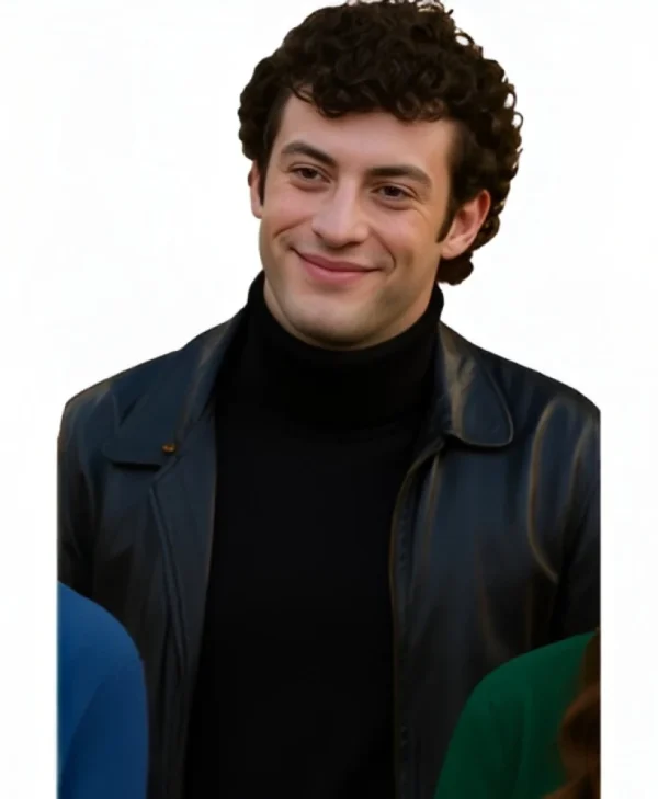 Oh What Fun Dominic Sessa Black Leather Jacket front