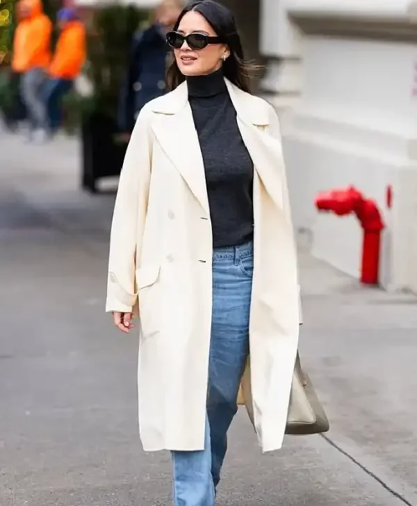 Olivia Munn New York City 2026 Wool Coat front