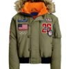 Olympic 2026 Team USA Green Fur Hooded Bomber Jacket