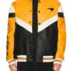 Orange McLaren Formula 1 Leather Black Varsity Jacket