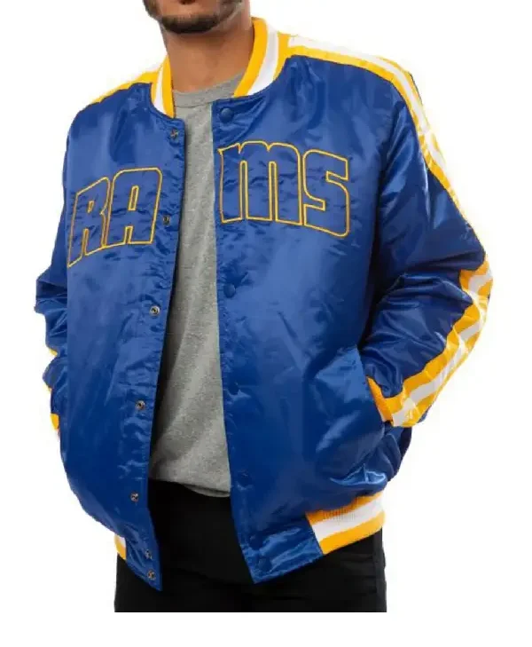 Rams LA Satin Blue Jacket front