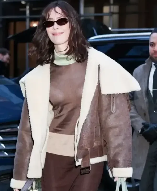 Rebecca Hall NYC 2026 Brown Jacket front