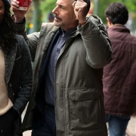 Rooster Steve Carell Hooded Grey Jacket front