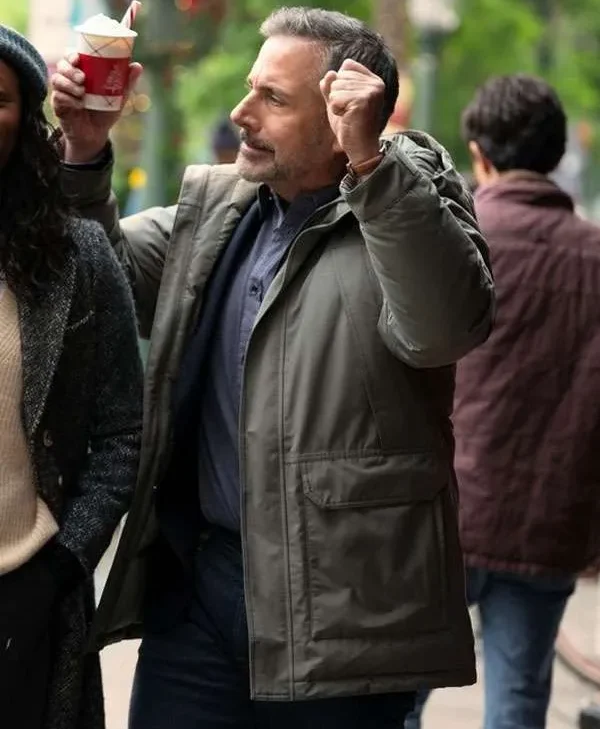 Rooster Steve Carell Hooded Grey Jacket front