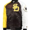 San Diego Padres Brown and Gold Satin Varsity Jacket