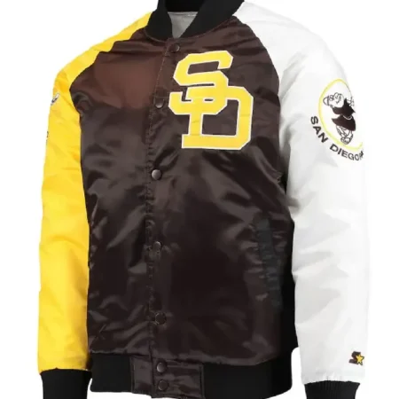 San Diego Padres Brown and Gold Satin Varsity Jacket