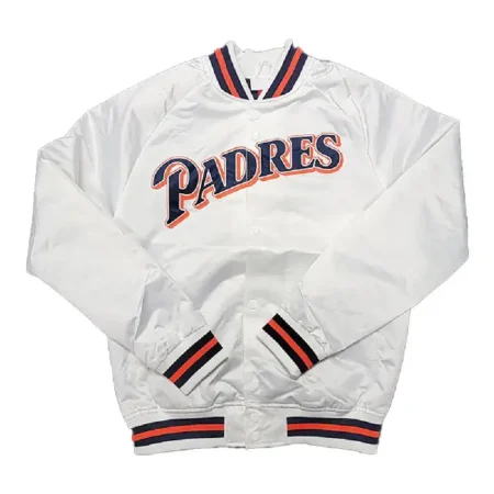 San Diego Padres White Lightweight Satin Jacket