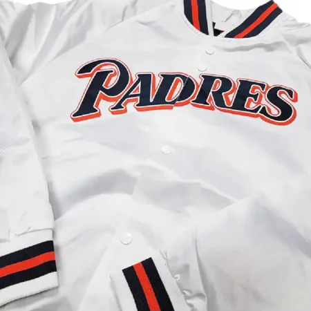 San Diego Padres White Lightweight Satin Jacket For Sale