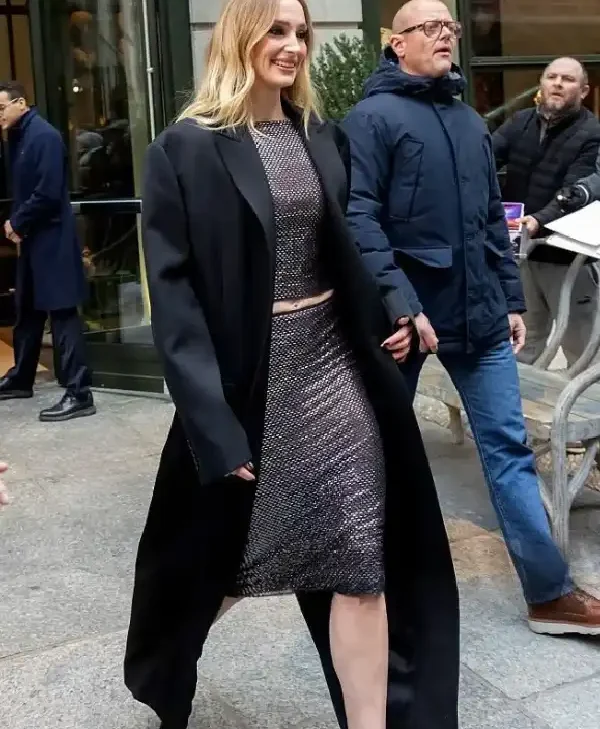 Sophie Turner New York 2026 Black Trench Coat front