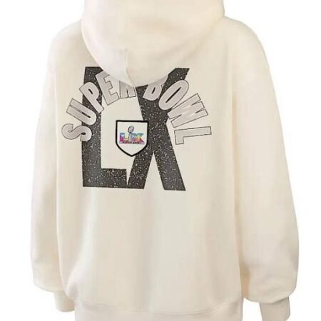 Super Bowl LX Erin Andrews Beige 2026 Hoodie back