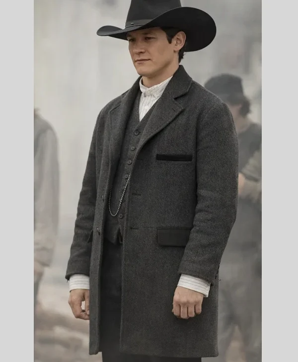 The Abandons Lucas Till Black Coat close