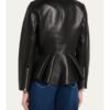 The View 2026 Ana Navarro Black Peplum Leather Jacket back shoot