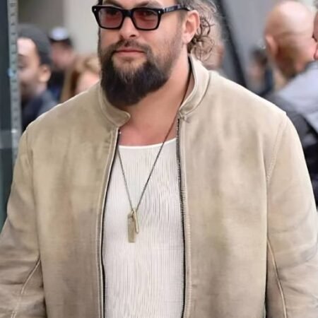 The Wrecking Crew 2026 Jason Momoa Beige Leather Jacket