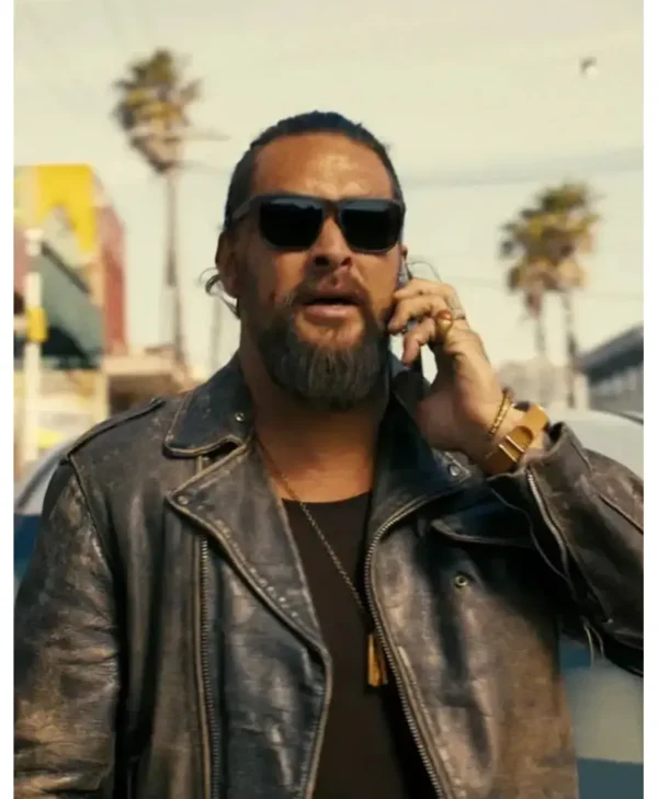 The Wrecking Crew 2026 Jason Momoa Leather Jacket front