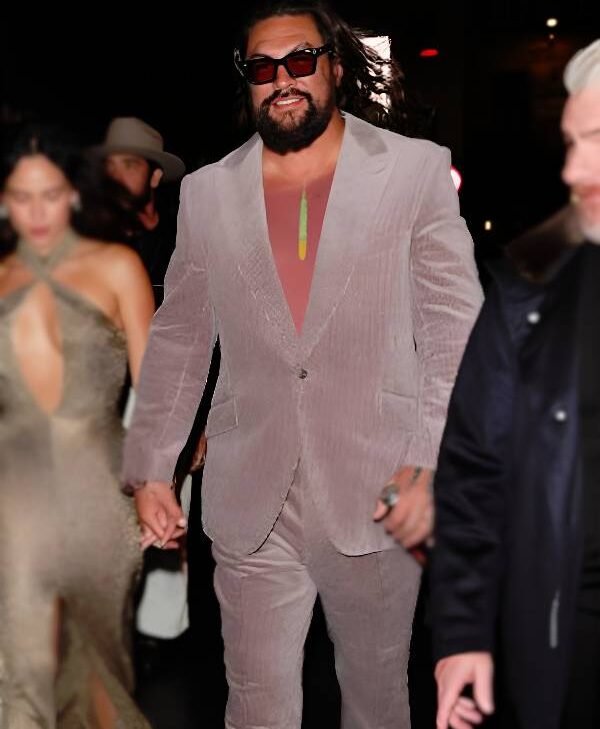 The Wrecking Crew 2026 Jason Momoa Purple Corduroy Suit