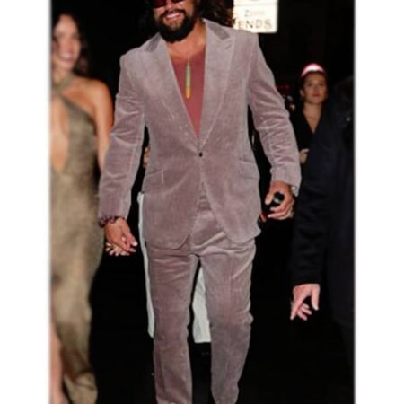The Wrecking Crew 2026 Jason Momoa Purple Corduroy Suit back style