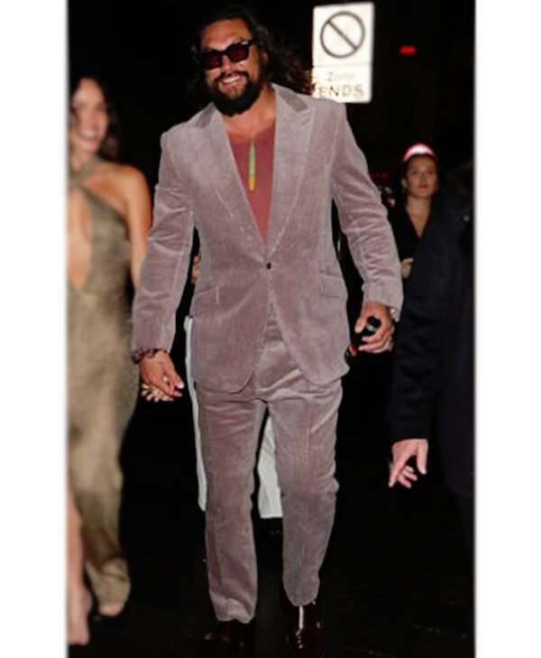 The Wrecking Crew 2026 Jason Momoa Purple Corduroy Suit back style