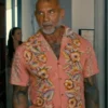 The Wrecking Crew Dave Bautista Orange Floral Shirt front style