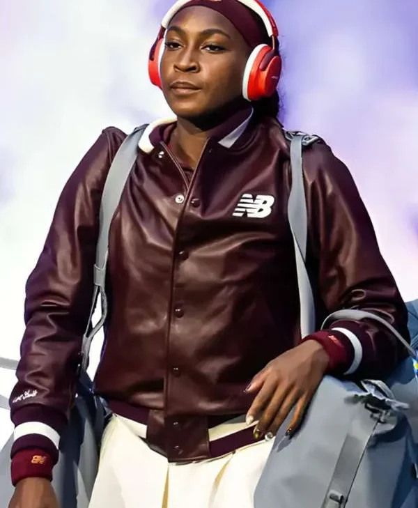 US Open 2025 Coco Gauff Leather Varsity Jacket