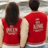 Valentines Day 2026 Her King & His Queen Varsity Jacket back