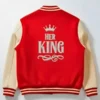 Valentines Day 2026 Her King & His Queen Varsity Jacket back style