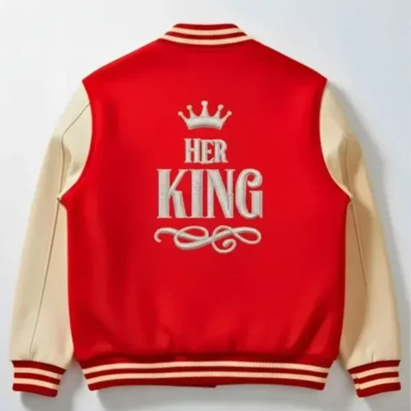 Valentines Day 2026 Her King & His Queen Varsity Jacket back style